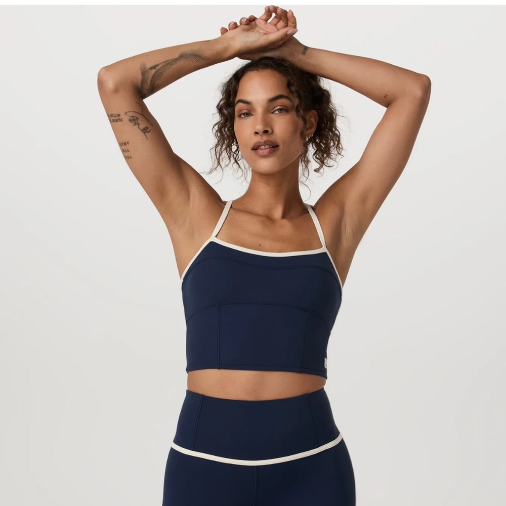 Vuori Navy Blue Tank Top with White Trim